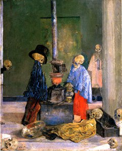 Джеймс Энсор. Греющиеся скелеты (1899)