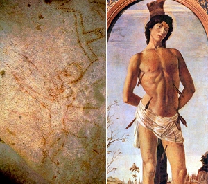 «Раненный человек» из Пеш-Мерль и «Святой Себастьян» Боттичелли (1473)