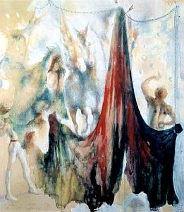 Павел Челищев. Белая лошадь и акробаты, эскиз (1941)